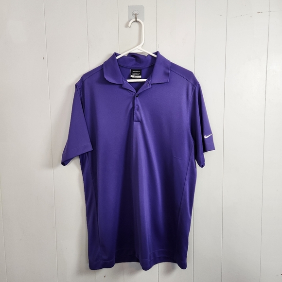 Nike Golf Dri-Fit Purple Wicking Short Sleeve Polo Shirt Lightweight Activewear - Picture 2 of 9